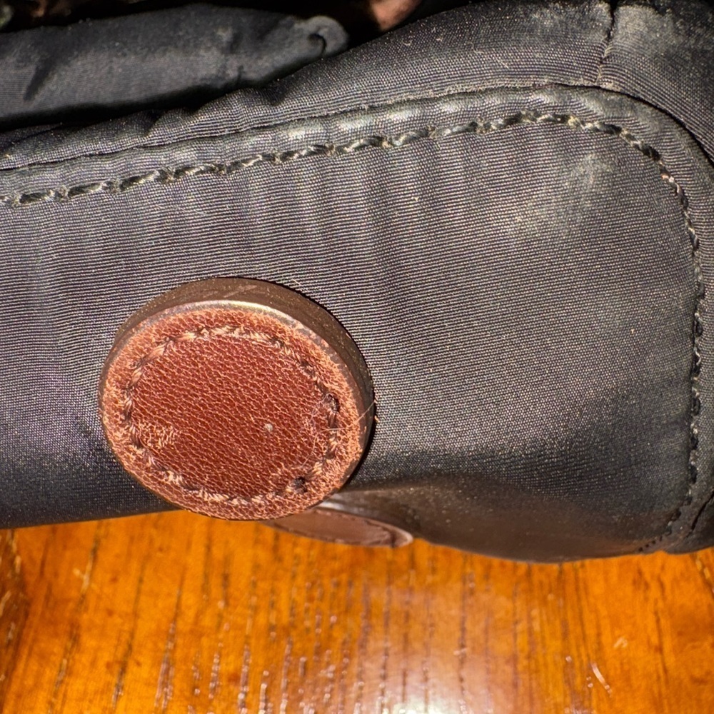 Brighton Charlie Pocket Shoulder Bag – Black Nylon with Brown Croc Patent Trim - Picture 3 of 11